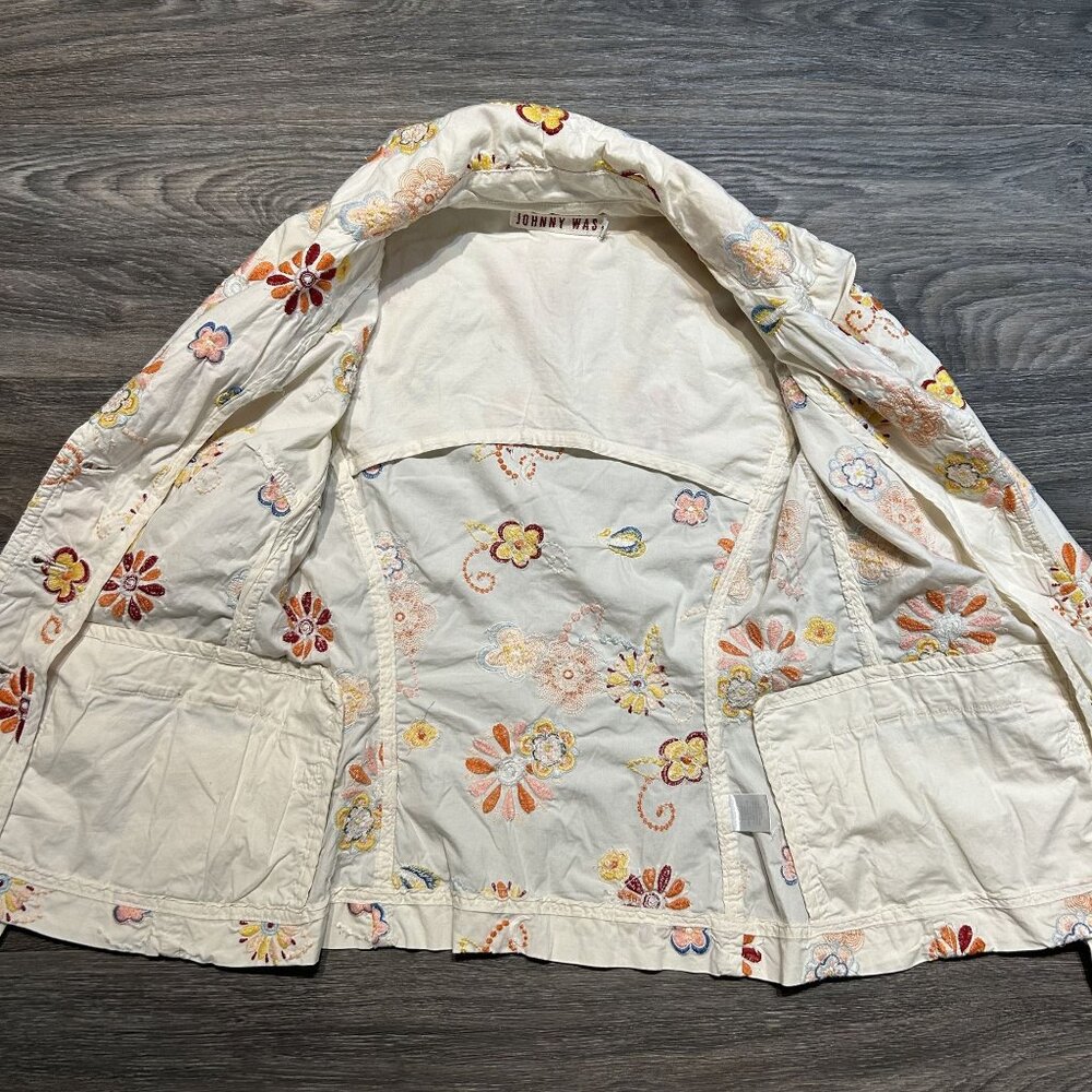 Johnny Was Embroidered Floral Blazer Small Boho Cottagecore Colorful Hippie - Picture 7 of 13